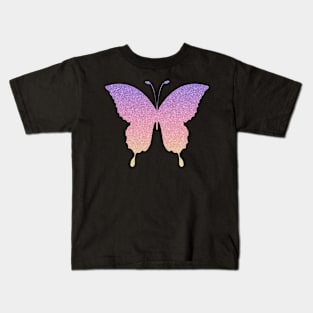 Pastel Sunrise Ombre Faux Glitter Butterfly Kids T-Shirt